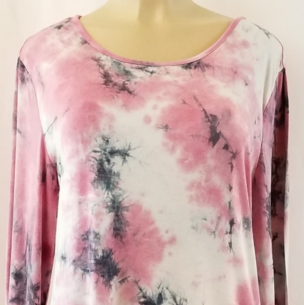 Djt Fashion Tie Dye-Look Knit Blouse - Picture 2 of 6